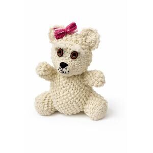 Crocheted Bushy Eyebrows Teddy Bear Neutral Nursery Decor Heirloom Plush